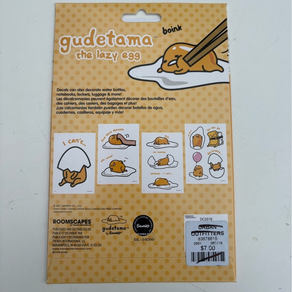 NWT Urban Outfitters Gudetama Device Decal Set - Picture 8 of 10